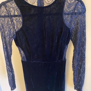 Blue lace and velvet dress